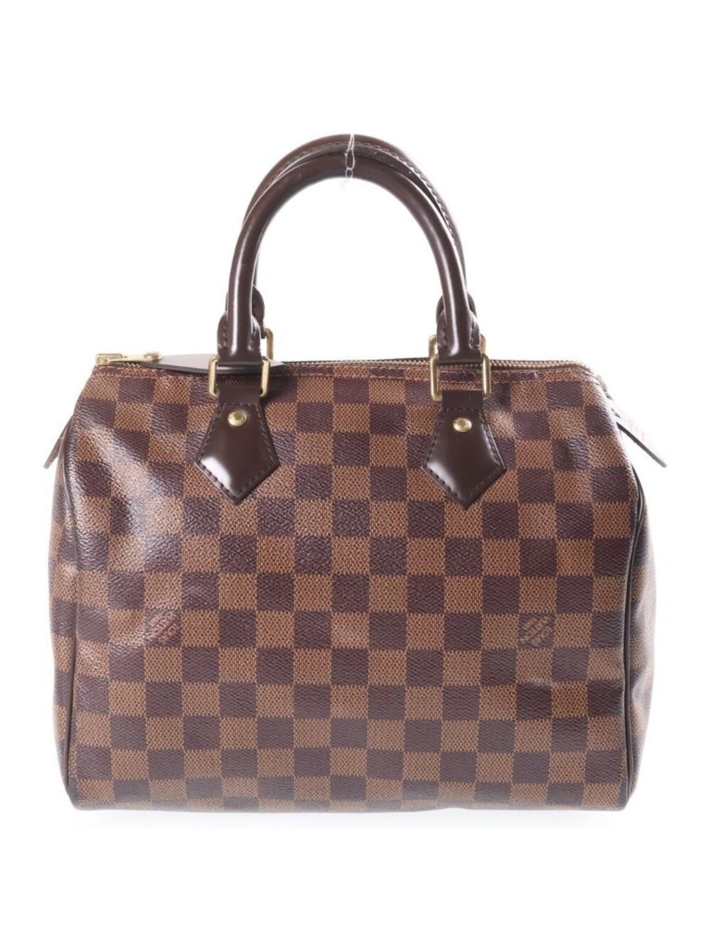 Louis Vuitton Damier Speedy 25 Boston Bag Brown Leather Gold
